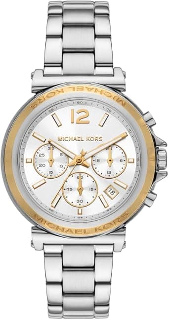 Michael Kors Maren Chronograph Watch for Women, 40 mm Case Diameter, Two Toned Silver/White on Amazon.ae - Price Tracker