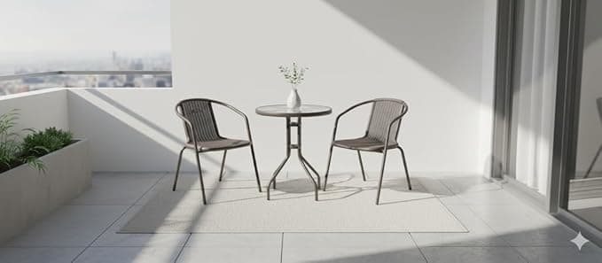 Vital Garden Dining Set 3 Piece Outdoor Furniture Patio Dining Table and Chair Balcony Dinner Table Dinner Chair Poly Rattan Anthracite & Grey on Amazon.ae - Price Tracker