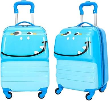 Kids Trolley Suitcase Lightweight Portable Children Suitcase Student Carry On Bag Hard Shell Boys Girls Small Travel Luggage Case with 4 Quite Spinner Wheels for Trip Tour Cabin (Blue Monster) on Amazon - Best Deal Finder