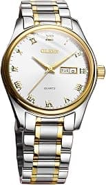 OLEVS Men's Square Analog Quartz Date Stainless Steel Waterproof Luminous Two Tone Wrist Watch - Amazon.ae Price Tracker