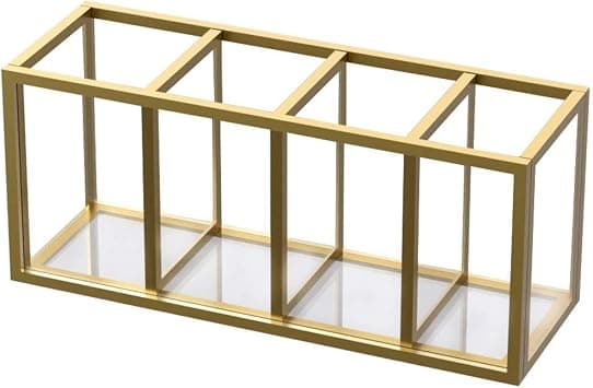 NIUBEE Acrylic Pen Holder 4 Compartments, Gold Copper Border Pencil Organizer Cup for Countertop Desk Accessory Storage on Amazon.ae - Price Tracker