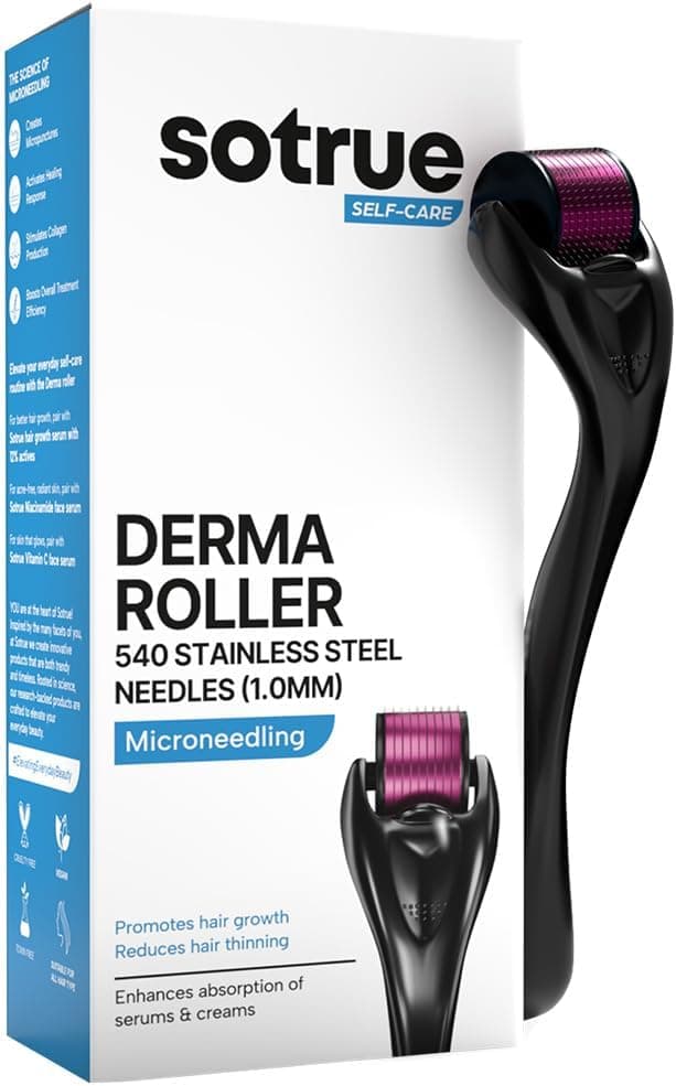 Sotrue Derma Roller 1mm | 540 Stainless Steel Needles | Derma Roller for Hair Growth & Thickening, Repair Damages and Activates Hair Follicles, Reduces Acne Scars (Black) on Amazon.ae - Price Tracker