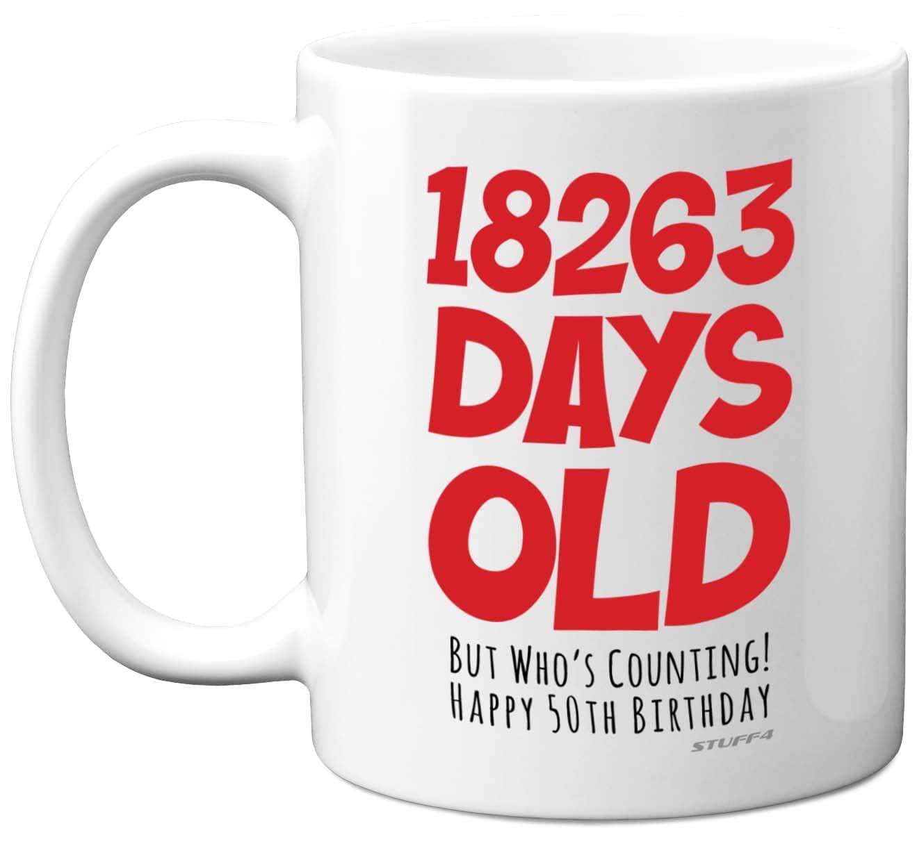 Stuff4 50th Birthday Mug Gift for Men Women Him Her - 18263 Days Old - Funny Adult Fifty Fiftieth Happy Birthday Present for Dad Mum Nan Grandad Uncle Auntie, 11oz Ceramic Dishwasher Safe Coffee Mugs on Amazon.ae - Price Tracker