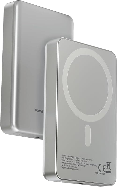 Powerology Power Bank 10000mAh, Compatible with MagSafe, Wireless Portable Charger Fast Charging, Battery Pack 15W Wireless Output & Mobile Phone PD 20W Wired Charging for iPhone - Titanium على Amazon.ae - متتبع الأسعار