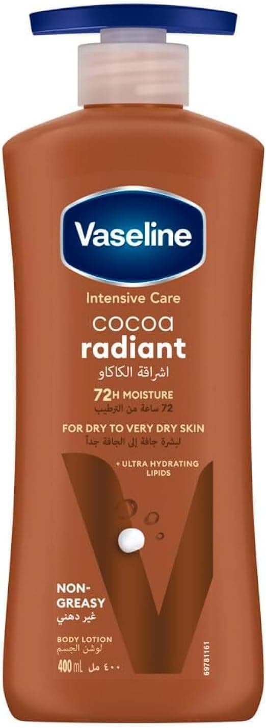 Vaseline Body Lotion Cocoa Radiant with Cocoa Butter, Non-Greasy Formula, Restores Glow To Dull, Dry Skin, 400ml on Amazon.ae - Price Tracker