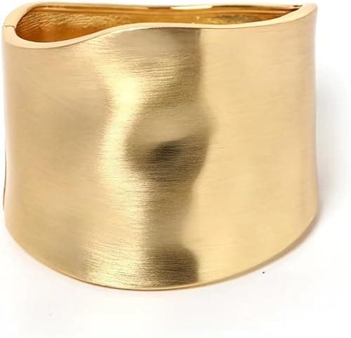 Gold Polished Chunky Bangle Bracelets for Women, Trendy Hinged Irregular Cuff Thick Arm Cuff Wrist Wrap Bracelet, Minimalist Jewelry Gift on Amazon.ae - Price Tracker
