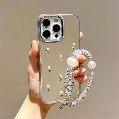 Mirror Case for Samsung Galaxy A17 / M17 5G / F17 5G,Cute Flower Sparkly Clear TPU Bumper with Pearl Bracelet Aesthetic Shockproof Protective Phone Cover for Women Girls-Silver on Amazon.ae - Price Tracker