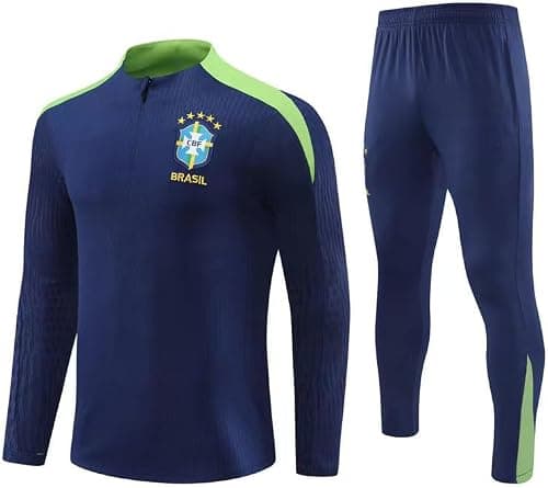 Brazil 24-25 Season Premium Replica Football Training Kit Set - Full Sleeves Jersey and Pants for Men, Youth & Kids, Pre-Match Wear - Royal Blue على Amazon.ae - متتبع الأسعار