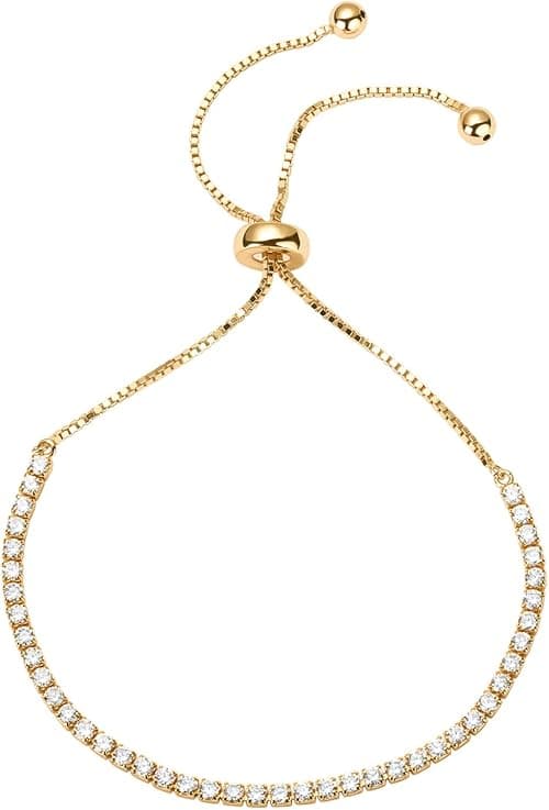 PAVOI 14K Gold Plated Cubic Zirconia Classic Tennis Bracelet for Women | Adjustable Slider on Amazon - Best Deal Finder