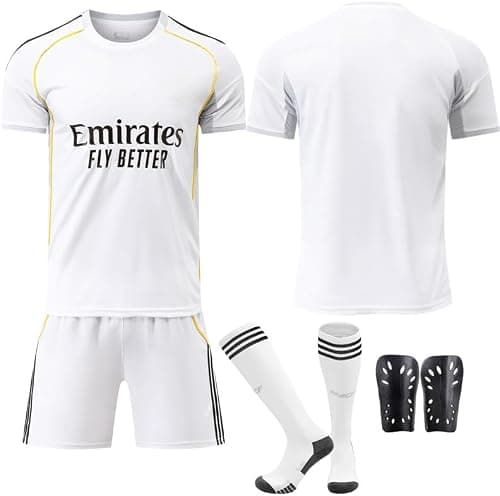 2025/26 Home RM Football Jersey Kit – Signature Edition – Soccer Uniform Set with Shorts, Socks & Knee Pads – Athletic Training Gift for Men, Youth & Boys (16–3XL) على Amazon.ae - متتبع الأسعار