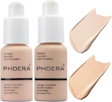 Meifen 2 Pack PHOERA Foundation 101- Porcelain and102- Nude, Flawless Soft Matte Liquid Foundation 24 HR Oil Control Concealer Foundation Makeup on Amazon.ae - Price Tracker