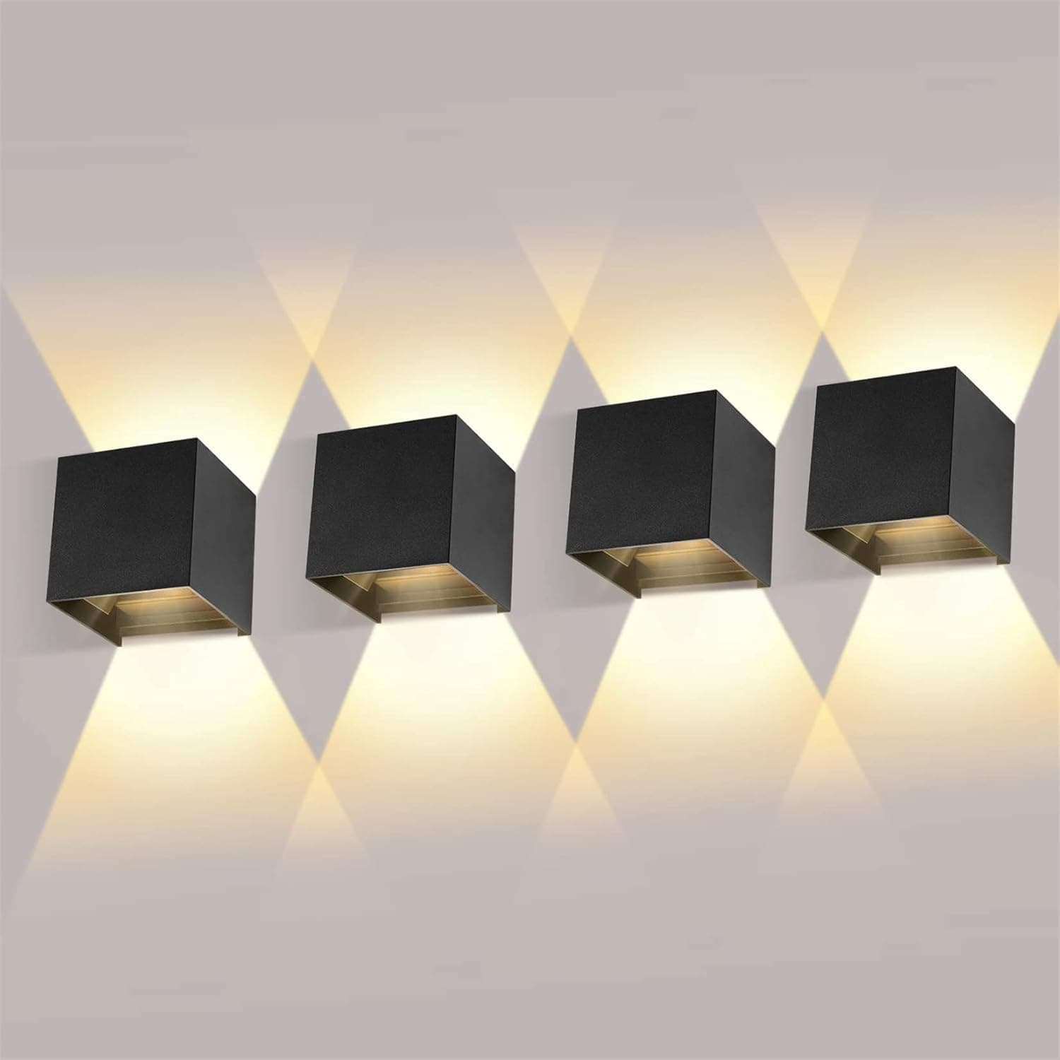 LED Outdoor Wall Mount Lights Exterior/Interior 4-Pack, Square Modern Wall Sconce Fixture Set, Up and Down Lights IP65 Outdoor Waterproof Lights, 12W Warm Light 3000K Outdoor Wall Sconce (Matte Black) on Amazon.ae - Price Tracker