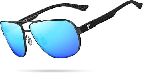 DUCO Aviator Sunglasses For Men Polarized Sunglasses Men UV Protection Carbon Fiber Temple Mens Sun glasses For Driving 3051, Black Frame Grey Lens, common on Amazon - Best Deal Finder