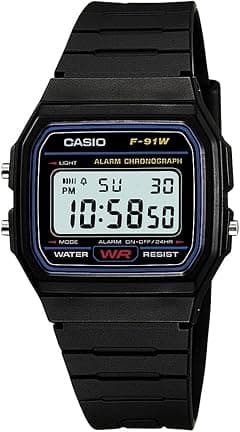 Casio F91W-1 Mens Classic Chronograph Alarm LCD Digital Watch, Black, F-91W-1DG - متتبع أسعار Amazon.sa