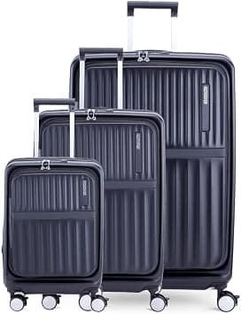 American Tourister Trento + 3Pcs Set (54/68/76 cm), 4 Spinner Wheels, Hard Top, Polycarbonate, Black|Book Opening|Expandable|TSA Lock|Waterproof Section - 3 Years International Warranty on Amazon - Best Deal Finder