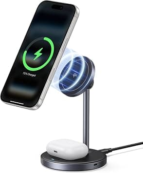 UGREEN MagFlow Qi2 Wireless Charger 15W, 2 in 1 Magsafe iPhone Charger Magnetic Stand Airpods Wireless 15W Fast Charging Station 360° Free Rotation for iPhone 17-12series, AirPods Pro 4/3/2 on Amazon.ae - Price Tracker