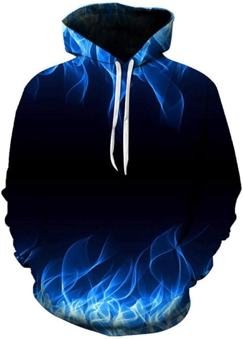 Blue flame 3D digital printing pullover plus size hooded sweater couple on Amazon.ae - Price Tracker