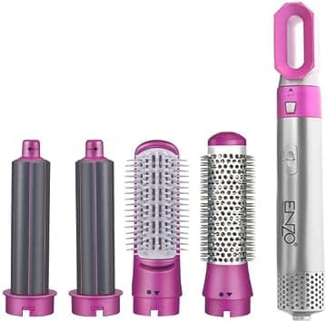 ENZO EN-6206 5-in-1 Hair Styler – Hot Air Brush with Dryer, Straightener, Curling Barrels & Scalp Massager – Ionic & Ceramic Multi-Styling Tool for All Hair Types - Intl Version on Amazon.ae - Price Tracker