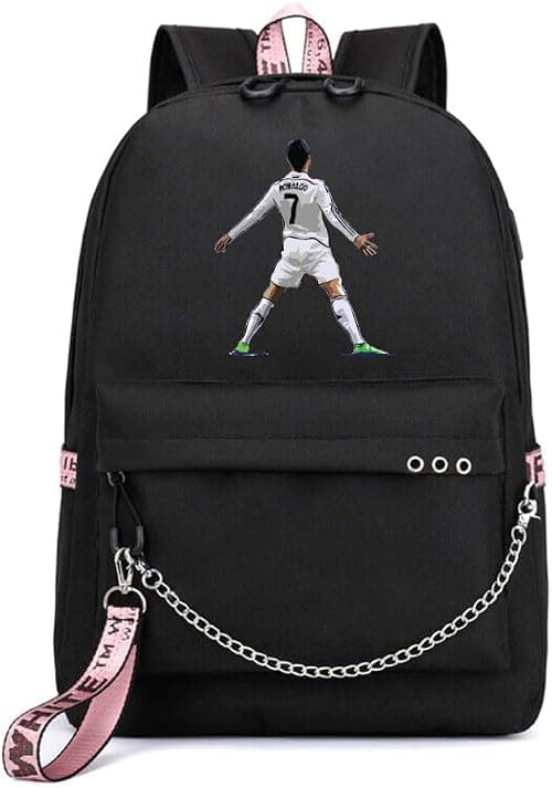 Football Super Hero Ronaldo Printed Backpack - Perfect for Football Sports Fan for School - Travel Bag with USB Charging Port For Boys على Amazon.ae - متتبع الأسعار