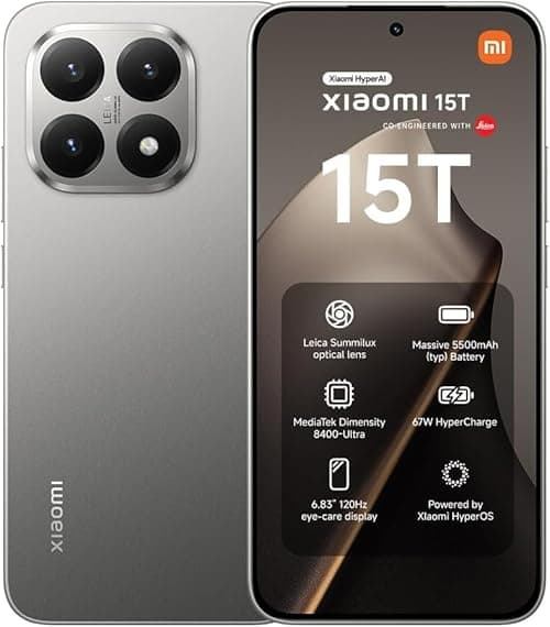 Xiaomi 15T Grey 12+256GB, 6.83" 120Hz Eye-care Display, MediaTek Dimensity 8400-Ultra, 50MP Leica Summilux Optical Lens, 5500mAh on Amazon.ae - Price Tracker