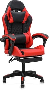 Multi Home Furniture Gaming Chair with PVC Leather Ergonomic Chair with Footrest, Reclining Backrest, Lumbar Support, Back Support - Adjustable Height Gaming Chair for Office & Study (Black & Red) on Amazon.ae - Price Tracker