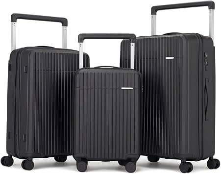 3 Piece Luggage Set ABS+PC Wide Handle 20/24/28 Inch Black,Lightweight Travel Suitcase with Secure Combination Lock, Spinner Wheels, Durable Hard Shell for Family, Business on Amazon - Best Deal Finder