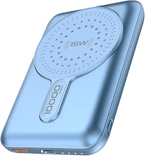 Promate Magnetic Wireless Power Bank, 10000mAh 15W Qi Wireless Mag-Safe Battery Pack with 20W USB-C Power Delivery Port, 18W QC 3.0 Port and Foldable Stand for iPhone 13, iPad Air PowerMag-10Pro Blue on Amazon.ae - Price Tracker