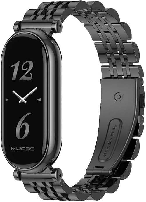 KASTWAVE Strap for Xiaomi Mi Band 8/Mi Band 9, Stainless Steel Replacement Strap Watch Wrist Band, Securely Clasped Design for Xiaomi Mi Fit Band 9/8 Band (Black) on Amazon.sa - Price Tracker