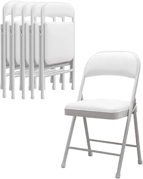 Folding Chair with PU Seats, Heavy-Duty Metal Frame Non-slip Foldable Chair for Home Office Outdoor Use (6 Pack White) on Amazon.ae - Price Tracker