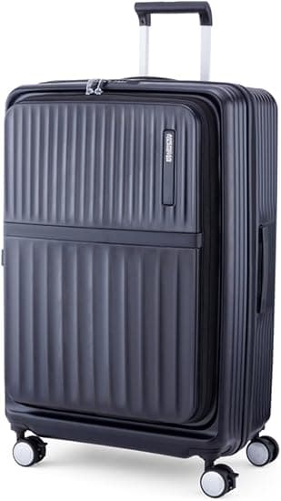 American Tourister Trento + Suitcase, 76 cm / 28 inch, 4 Spinner Wheels, Hard Top, Polycarbonate, Black|Book Opening|Expandable|TSA Lock|Waterproof Section - 3 Years Global Warranty on Amazon.ae - Price Tracker