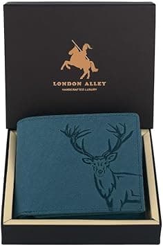 LONDON ALLEY Elk Vintage Blue RFID Blocking Men's Leather Wallet, BLUE, Classic on Amazon.ae - Price Tracker
