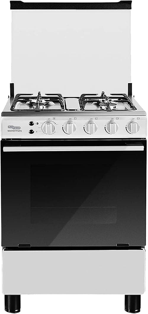 Super General 60x60 Freestanding Gas Cooker SGC601FS(N), 4-Burners, Full Safety, Stainless Steel Hob, Cast Iron Grid, Auto Ignition, Gas Oven with Grill, Rotisserie and Thermostat, 60x60x85cm (WxDxH) on Amazon.ae - Price Tracker