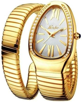 WatchAE - Women's Watches Snake Shape Luxury Wrist Watch For Women Steel Unique Gold Quartz Ladies Watch Clock Relogioss Feminino على Amazon.ae - متتبع الأسعار