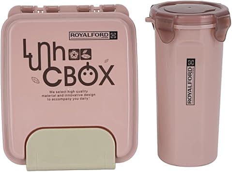 Royalford 1000ml and 500ml Lunch Box with Water Bottle RF12176 Plastic Tiffin Set with Spoon Perfect for Schools, Offices Durable and Leak-Proof Construction on Amazon.ae - Price Tracker
