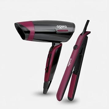 Ogera 2-in-1 Hair Care Combo, 1200W Hair Dryer with 3 Heat Settings, 35W Ceramic Hair Straightener, 200°C Temperature, Red and Black, Model OG2900HDS on Amazon.ae - Price Tracker
