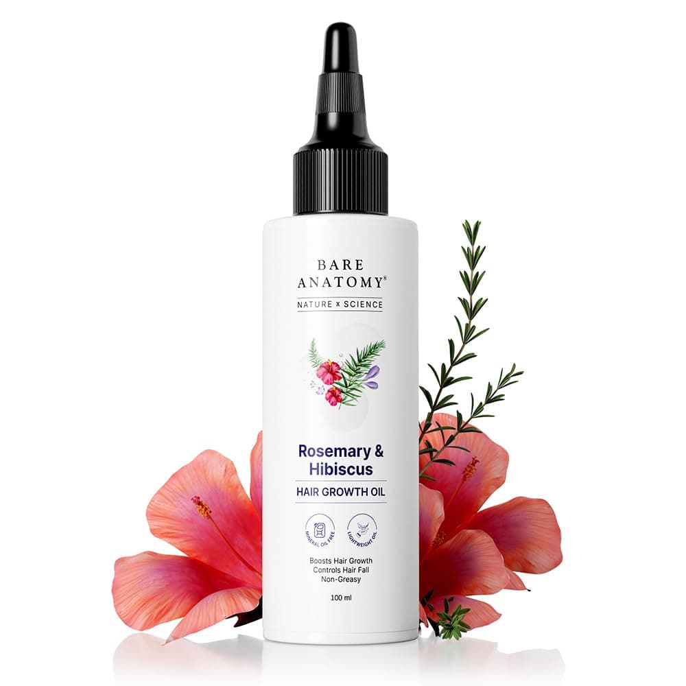 Bare Anatomy Nature x Science Rosemary Hibiscus Hair Growth Oil for Women & Men | Promotes New Hair Growth & Strengthens Hair|Nourishes Scalp & Controls Hair Fall | Suitable for All Hair Types 100ml on Amazon.ae - Price Tracker