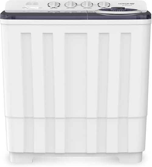 KROME 20KG Twin Tub Semi-Automatic Washing Machine, Mechanical Wash Timer, Durable Aluminium Spin Motor, 4-Star Rated, 480W Wash & 200W Spin Input Power, White,1 Year Motor Warranty KR-WSA200K على Amazon.ae - متتبع الأسعار