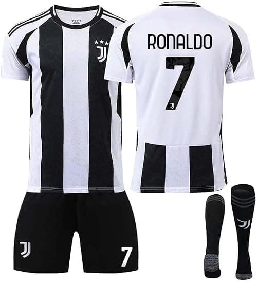Juve 24-25 Season Home RO'NALDO # 7 Official Replica Jersey Kit - Men's, Youth & Kids Soccer Training Set (T-Shirt, Shorts, Socks Combo) - Breathable Football Sports Outfit - HM1 على Amazon.ae - متتبع الأسعار