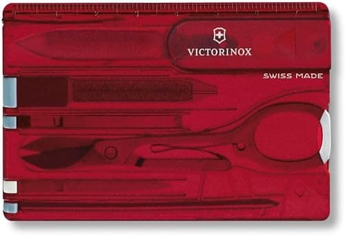 Victorinox, Swiss Card Classic, Swiss Made Pocket Tool, Multi Tool, Credit Card Size, 10 Functions, Emergency blade, Scissors, Red Transparent on Amazon - Best Deal Finder