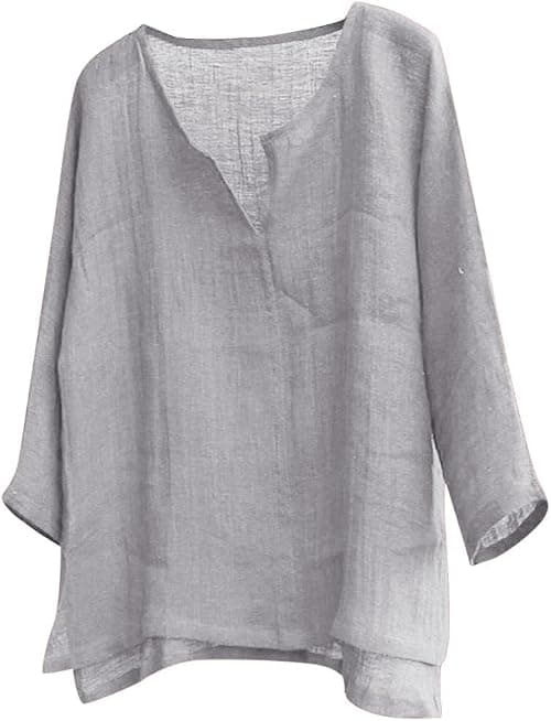 Plus Size Cotton Linen Shirts for Men Casual Long Sleeve T Shirts Loose Fit Comfy V-Neck Yoga Tops Blouse Vintage on Amazon.sa - Price Tracker