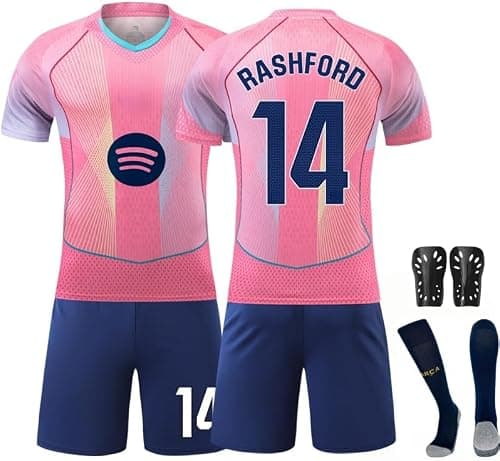2025/26 Special Edition BAR Football Jersey Kit–RASHFORD #14 Signed Edition–Soccer Uniform Set with Shorts,Socks&Knee Pads–Athletic Training Gift for Men,Youth&Boys(16–3XL),Gradient Pink on Amazon.ae - Price Tracker