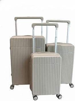 Wide-Handle Travel Trolley Bags 3-Piece Set Lightweight Hardside (White) on Amazon.ae - Price Tracker
