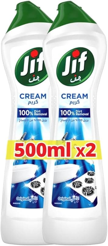 JIF Cream Cleaner, with micro crystals technology, Original, eliminates grease, burnt food & limescale stains, 2 x 500ml on Amazon.ae - Price Tracker