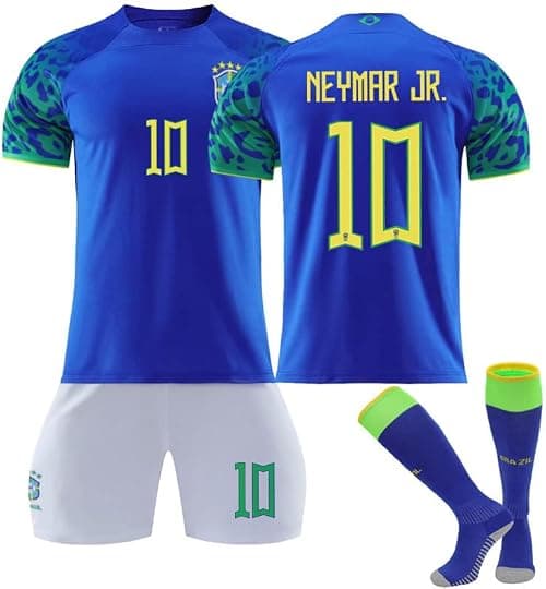 2022/2023 Brazil NEYMAR #10 Official Replica Jersey Kit - Men's, Youth & Kids Soccer Training Set (T-Shirt, Shorts, Socks Combo) - Breathable Football Sports Outfit -A1 BLUE & GREEN on Amazon.ae - Price Tracker