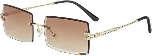 Rimless Rectangle Sunglasses For Women Men Fashion Frameless UV400 Protection Lens Glasses on Amazon.ae - Price Tracker