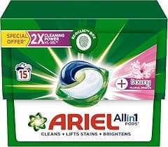 Ariel Floral Breeze All-in-1 Pods, 15 count, Laundry Detergent PodsCleans, Lifts Stains and Brightens - متتبع أسعار Amazon.sa