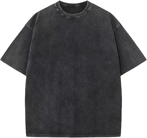 Men’s Cotton T-Shirt, Oversized, Unisex, Short-Sleeved, Casual, Loose Fit, Washed, Solid Color on Amazon - Best Deal Finder