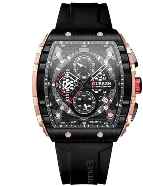 CURREN Men's waterproof chronograph watch with silicone strap, 8442 (BLACK) on Amazon.ae - Price Tracker