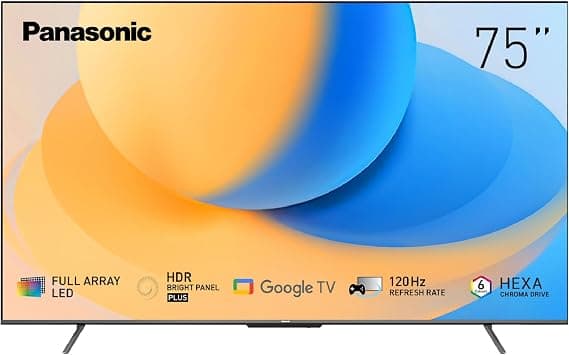 Panasonic 75" 4K LED Smart TV with Native 120Hz Refresh Rate, Full Array LED with Quantum Dot sheet, Google TV, Bezel Less Design, Dolby Vision.Atmos, Google Assistant (2024 Model - KSA Version) - متتبع أسعار Amazon.sa