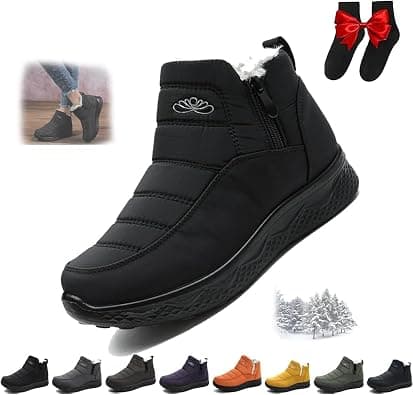 Winter Boots for Women Wide Width,Women's Orthopedic Warm Snow Boots,Waterproof Non-Slip Comfortable Fur Lined Outdoor Anti Slip Shoes with Side Zipper on Amazon.ae - Price Tracker